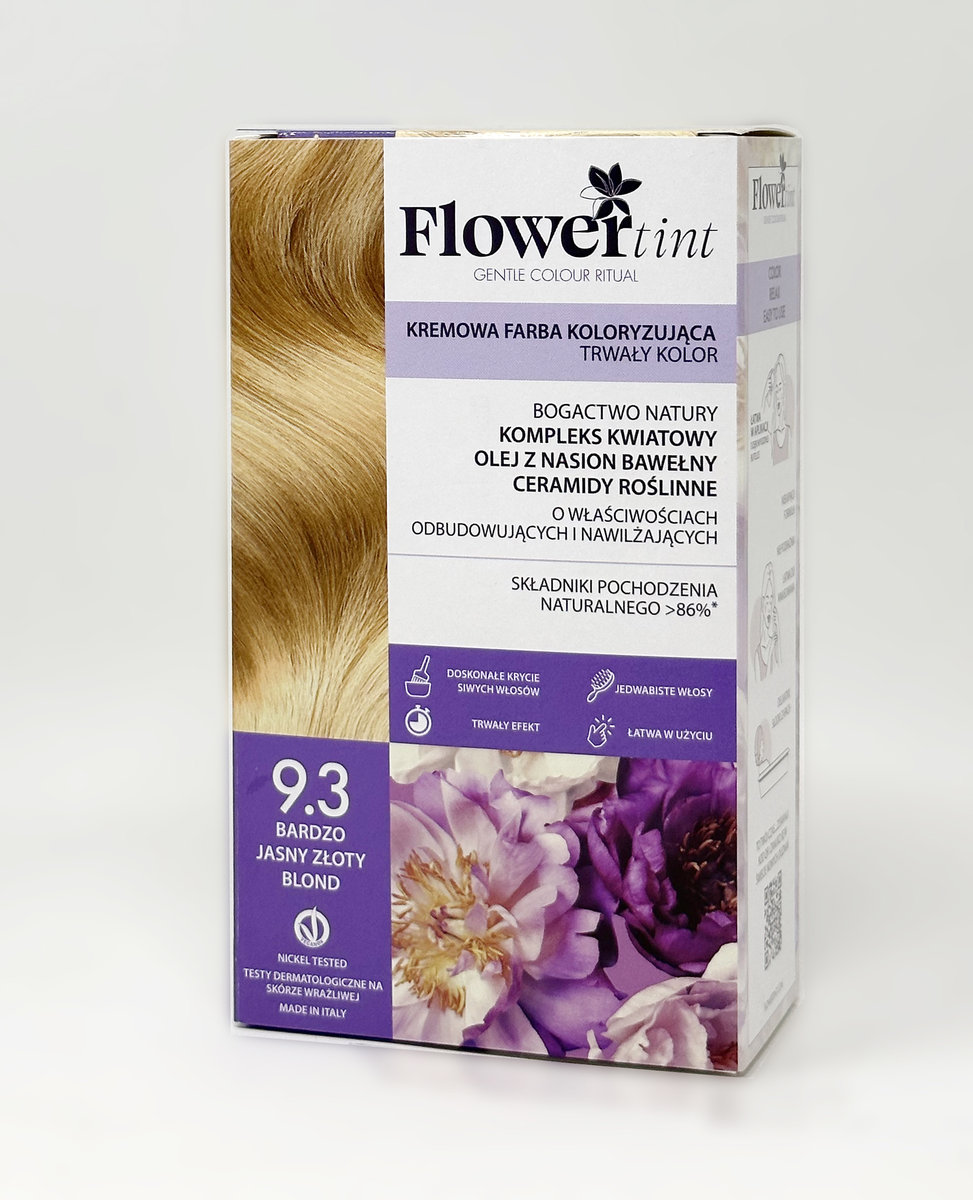 Flowertint, Trwała Farba Do Włosów, Seria Złota, 9.3 Bardzo Jasny Złoty Blond