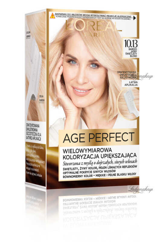 L''Oréal - AGE PERFECT - Wielowymiarowa koloryzacja upiększająca do włosów siwych i dojrzałych - 10.13 Bardzo Jasny Świetlisty Blond