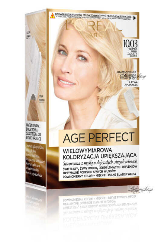 L''Oréal - AGE PERFECT - Wielowymiarowa koloryzacja upiększająca do włosów siwych i dojrzałych - 10.03 Bardzo Jasny Złocisty Blond