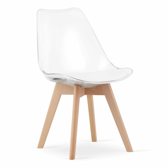 Krzesła transparentne MARK 3752 nogi drewniane / 4 sztuki