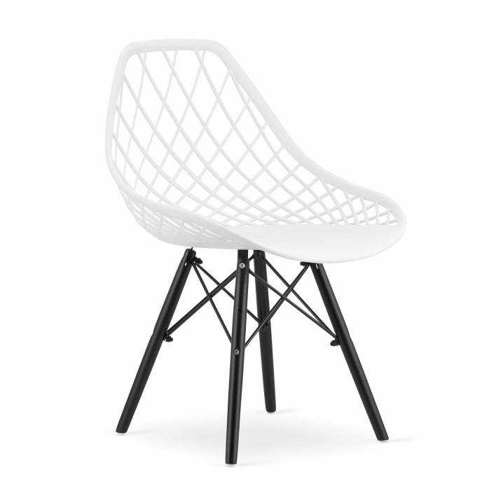Nowoczesne krzesła SAKAI 3782 białe, nogi czarne / 4 sztuki