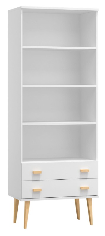 Regał drewniany Venuci 2 szuflady 79 cm biały