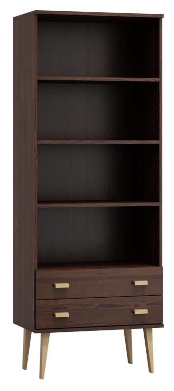 Regał drewniany Venuci 2 szuflady 79 cm orzech