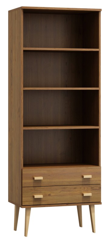 Regał drewniany Venuci 2 szuflady 79 cm dąb