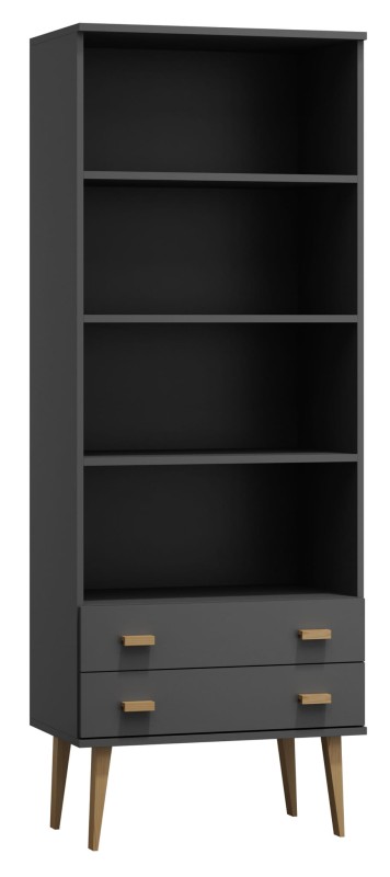 Regał drewniany Venuci 2 szuflady 89 cm szary