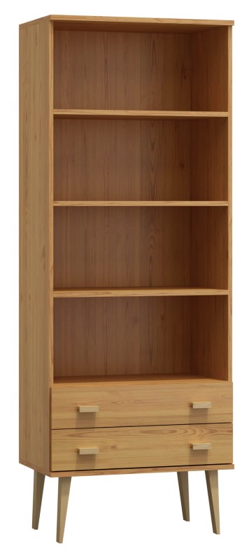 Regał drewniany Venuci 2 szuflady 89 cm olcha
