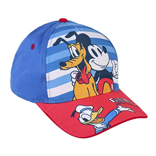 Czapka dziecięca Mickey, Donald i Pluto Czerwony - Pasuje do 2-8 lat - Kombinacja bawełny i poliestru - czapka dla dzieci z regulowanym rzepem - oryginalny produkt Zaprojektowany w Hiszpanii