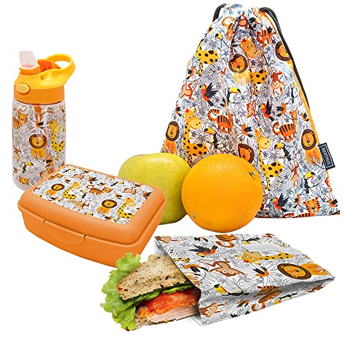 NERTHUS FIH 989 SET Butelka Tritan + Lunchbox + Torba Sandwich + Plecak Lwy