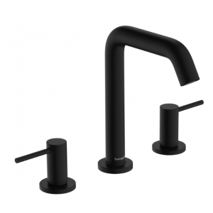 HANSGROHE 73330670 Tecturis S 3-otworowa bateria umywalkowa 150 z kompletem odpływowym Push-Open Czarny Matowy