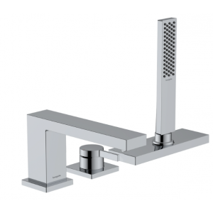 HANSGROHE 73443000 Tecturis E 3-otworowa, jednouchwytowa bateria na brzeg wanny z sBox, element zewnętrzny Chrom