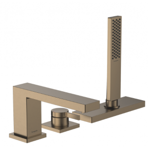 HANSGROHE 73443140 Tecturis E 3-otworowa, jednouchwytowa bateria na brzeg wanny z sBox, element zewnętrzny Brąz Szczotkowany