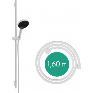 HANSGROHE 28743700 Rainfinity Zestaw prysznicowy 130 3jet z drążkiem S Puro 90 cm PushSlider i tekstylnym wężem Designflex 160 cm Biały Matowy