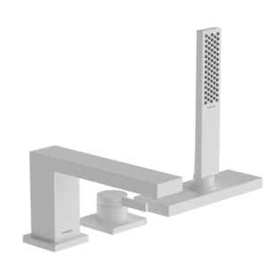HANSGROHE 73443700 Tecturis E 3-otworowa, jednouchwytowa bateria na brzeg wanny z sBox, element zewnęrzny Biały Matowy