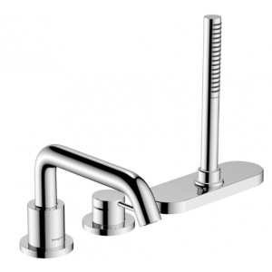 HANSGROHE 73447000 Tecturis S 3-otworowa, jednouchwytowa bateria na brzeg wanny z sBox, element zewnętrzny Chrom