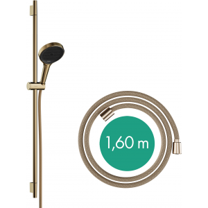 HANSGROHE 28743140 Rainfinity Zestaw prysznicowy 130 3jet z drążkiem S Puro 90 cm PushSlider i tekstylnym wężem Designflex 160 cm Brąz Szczotkowany