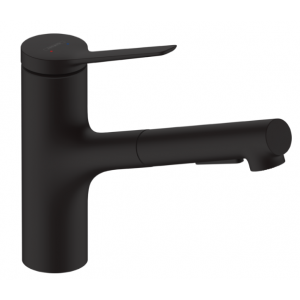 HANSGROHE 74821670 Zesis M33 Jednouchwytowa bateria kuchenna 150, metalowa wyci?gana wylewka, 2jet, sBox Czarny Matowy
