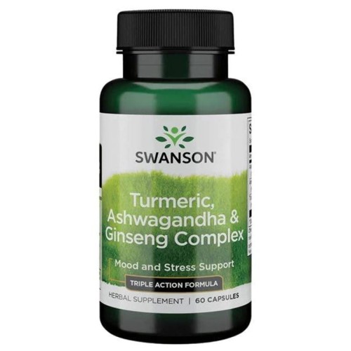 Turmeric, Ashwagandha, Ginseng Complex 60 kaps (Swanson)