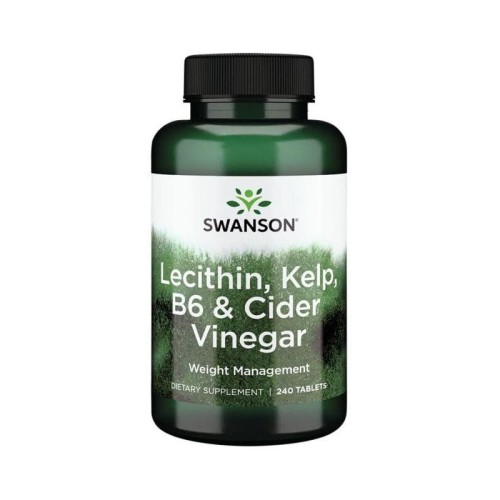Lecytyna + Kelp + Lucerna + Witamina B6 + Ocet jabłkowy 240 tabl. (Swanson)