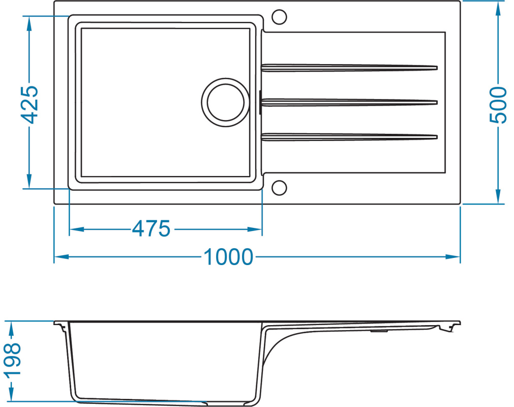 Alveus Cadit 50 Zlewozmywak granitowy jednokomorowy 100x50 cm beton 1140595