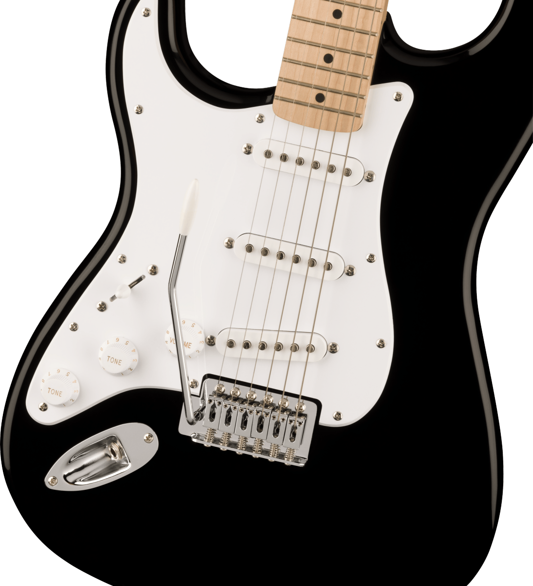 Squier Sonic Stratocaster Left-Handed Maple Fingerboard White Pickguard Black