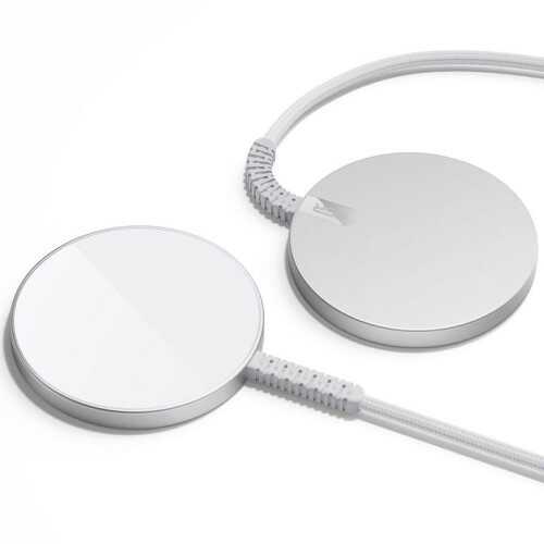 Ładowarka indukcyjna ESR Halolock Mini Magnetic MagSafe Wireless Charger dla iPhone z MagSafe, srebrna