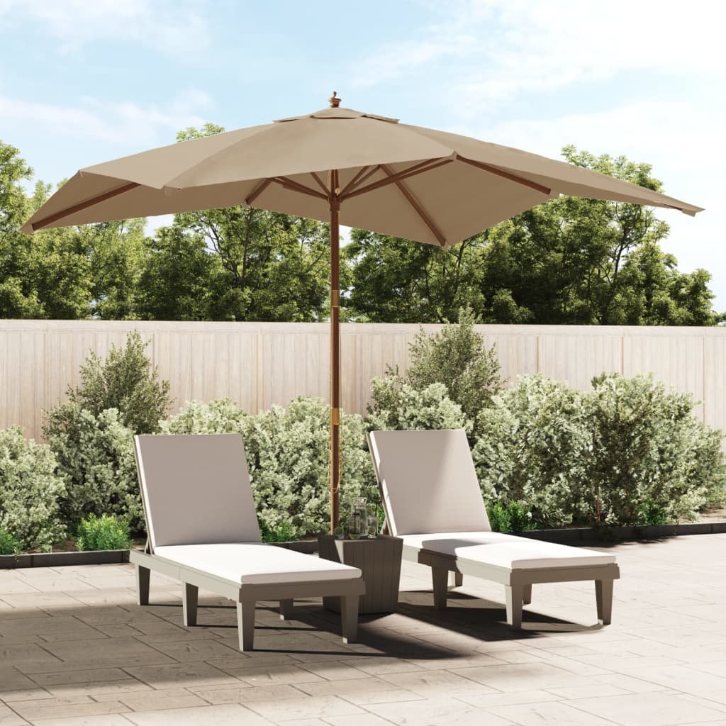 vidaXL Parasol ogrodowy na drewnianym słupku, taupe, 300x300x273 cm