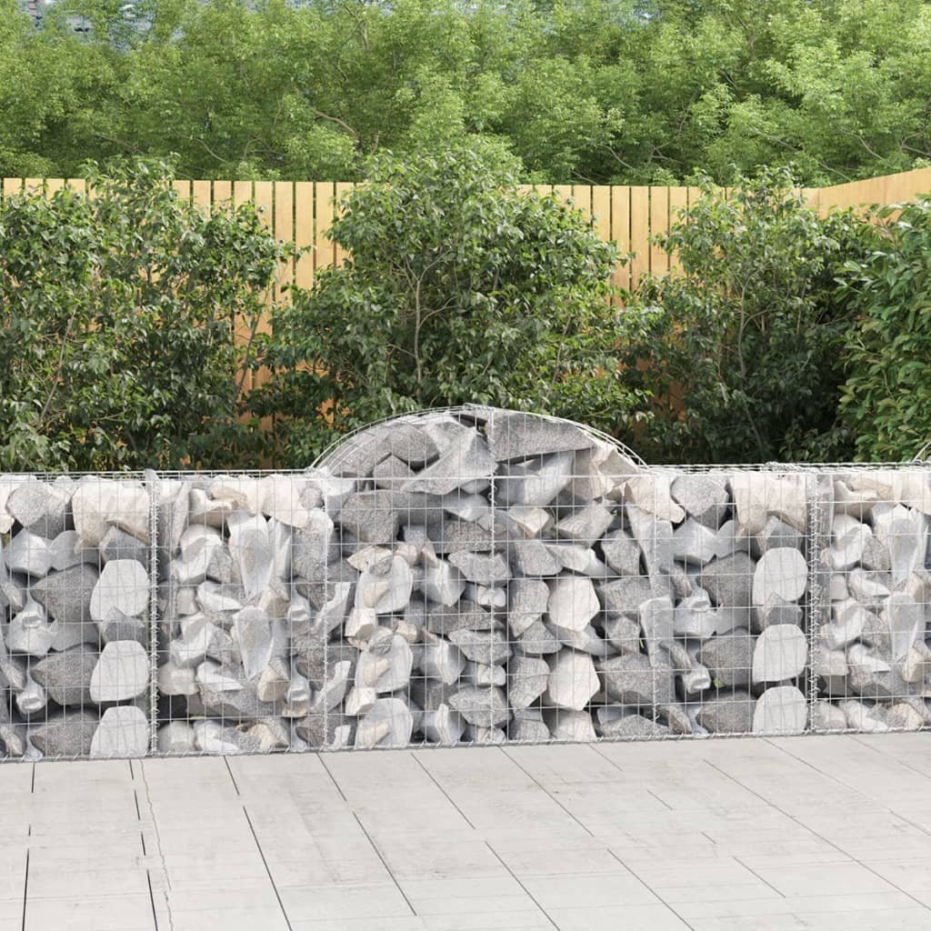 vidaXL Kosze gabionowe, 7 szt, 200x50x80/100 cm, galwanizowane żelazo