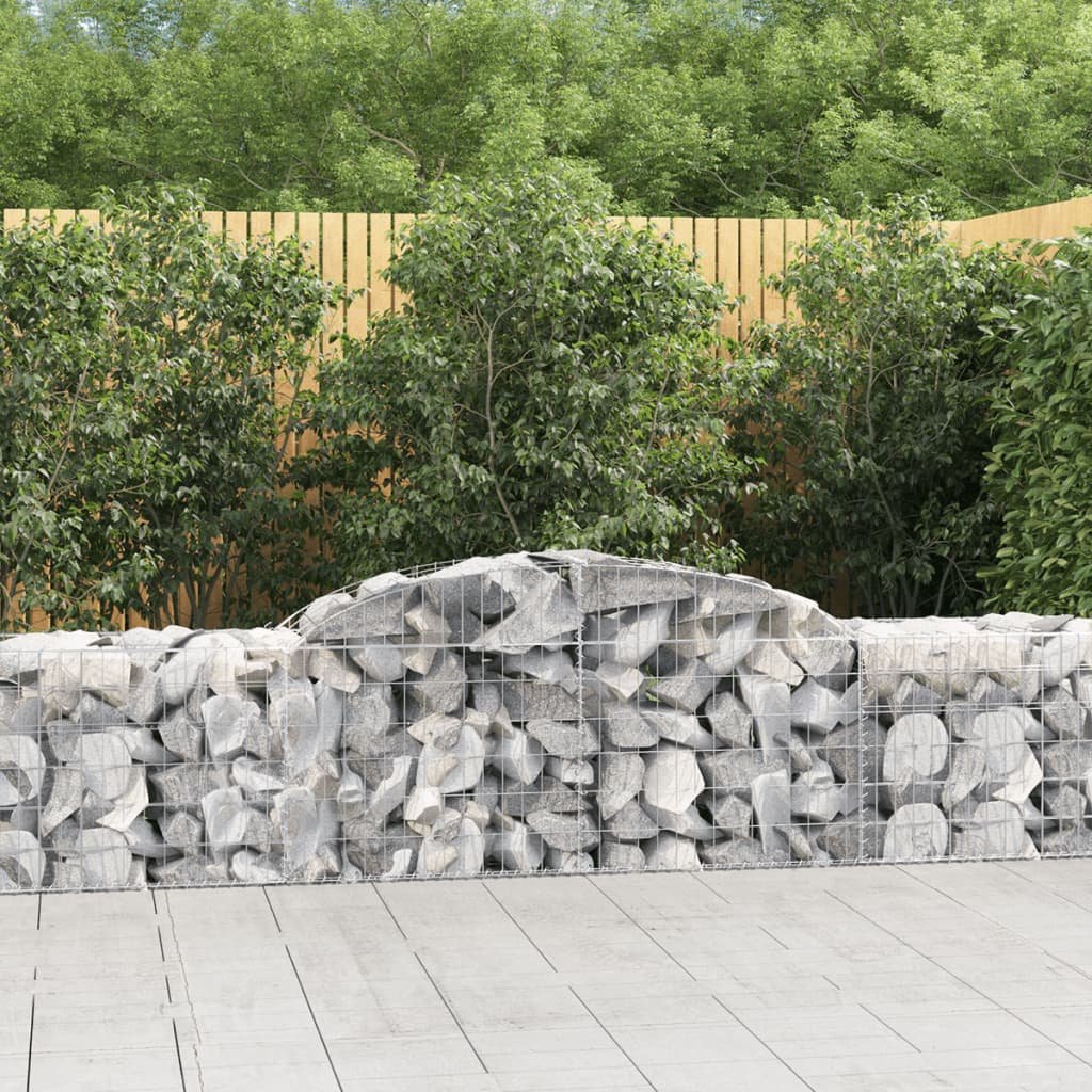 vidaXL Kosze gabionowe, 7 szt., 300x50x60/80 cm, galwanizowane żelazo