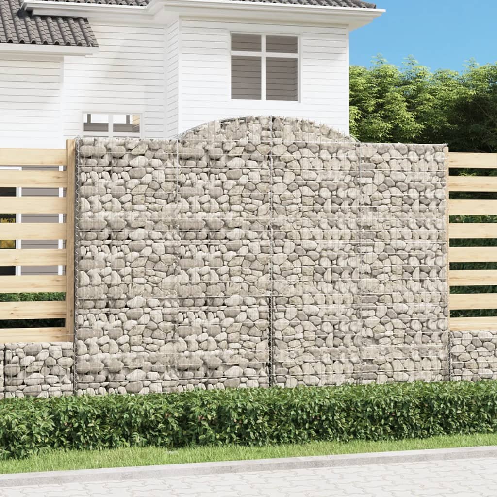 vidaXL Kosze gabionowe, 7 szt, 300x50x220/240 cm, galwanizowane żelazo