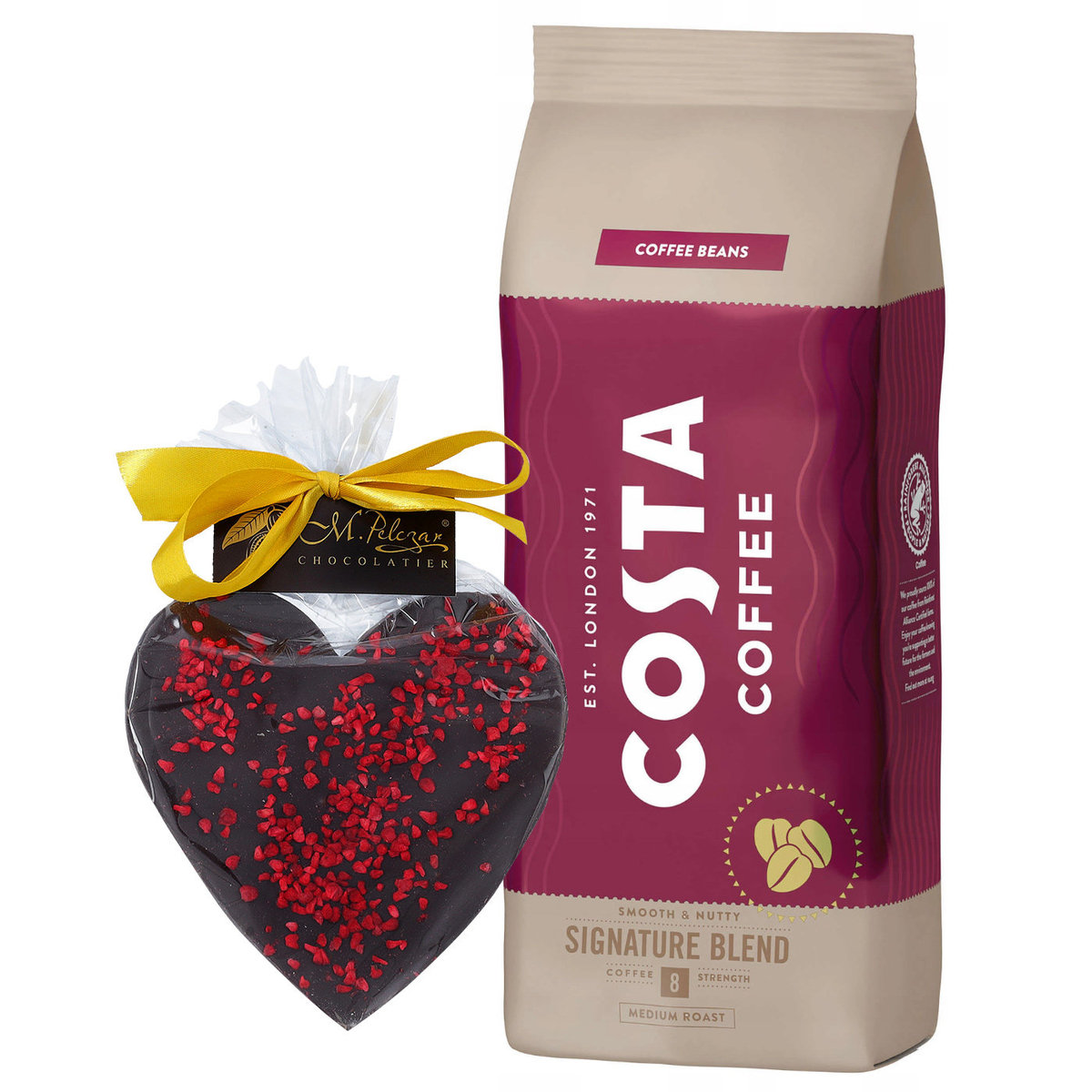 Kawa ziarnista Costa Coffee Signature Blend 1kg + PREZENT Serce z gorzkiej czekolady M.Pelczar Chocolatier