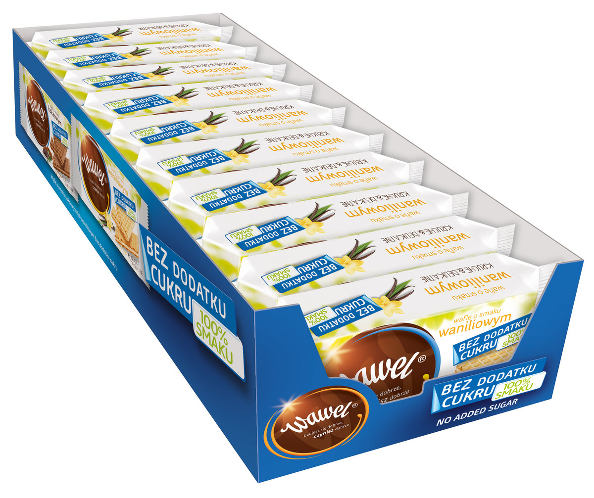 Karton Wafle O Smaku Waniliowym Bez Dodatku Cukru Wawel 110G - 10 Sztuk