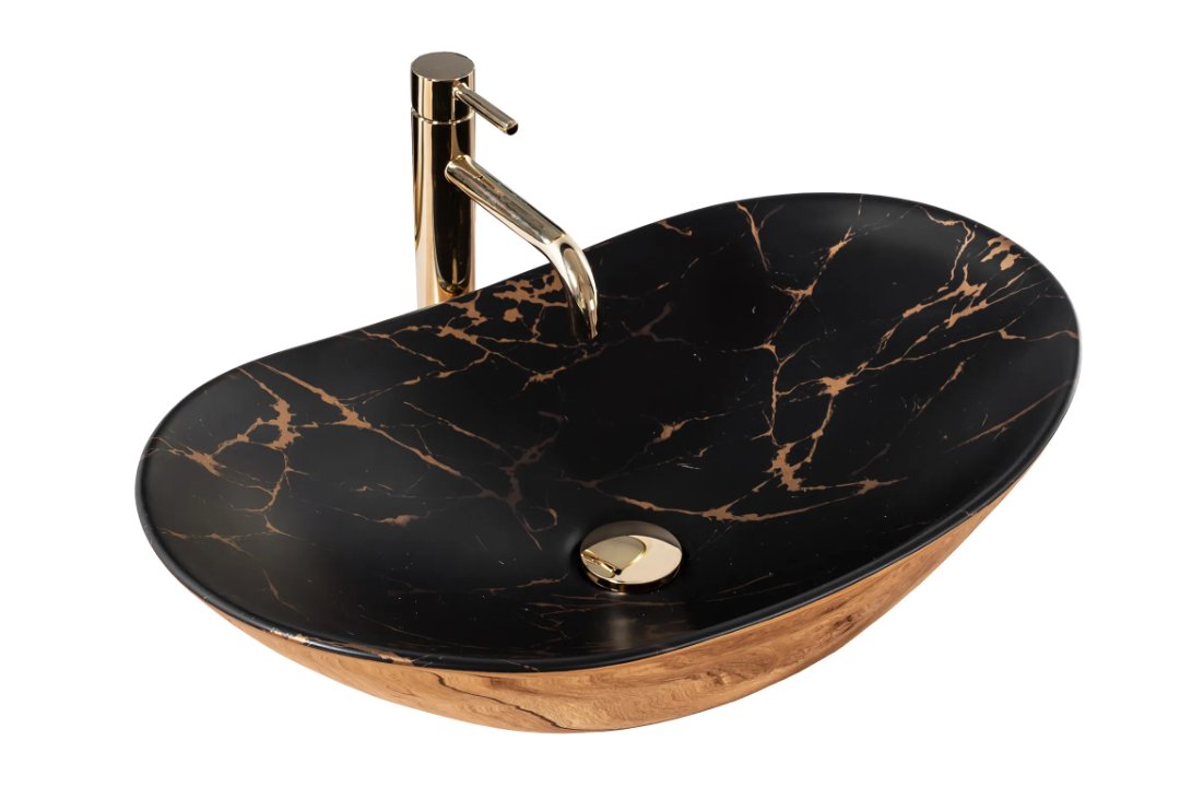 Rea Umywalka nablatowa REA Royal In Black Marble Gold