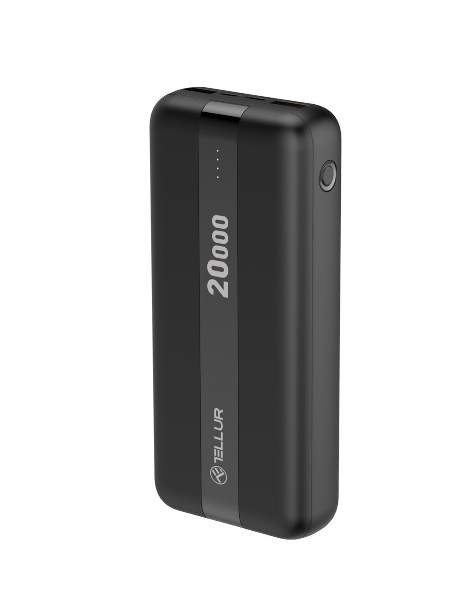 Tellur PBC203 20000mAh power bank, 2xUSB+Type-C+MicroUSB, black