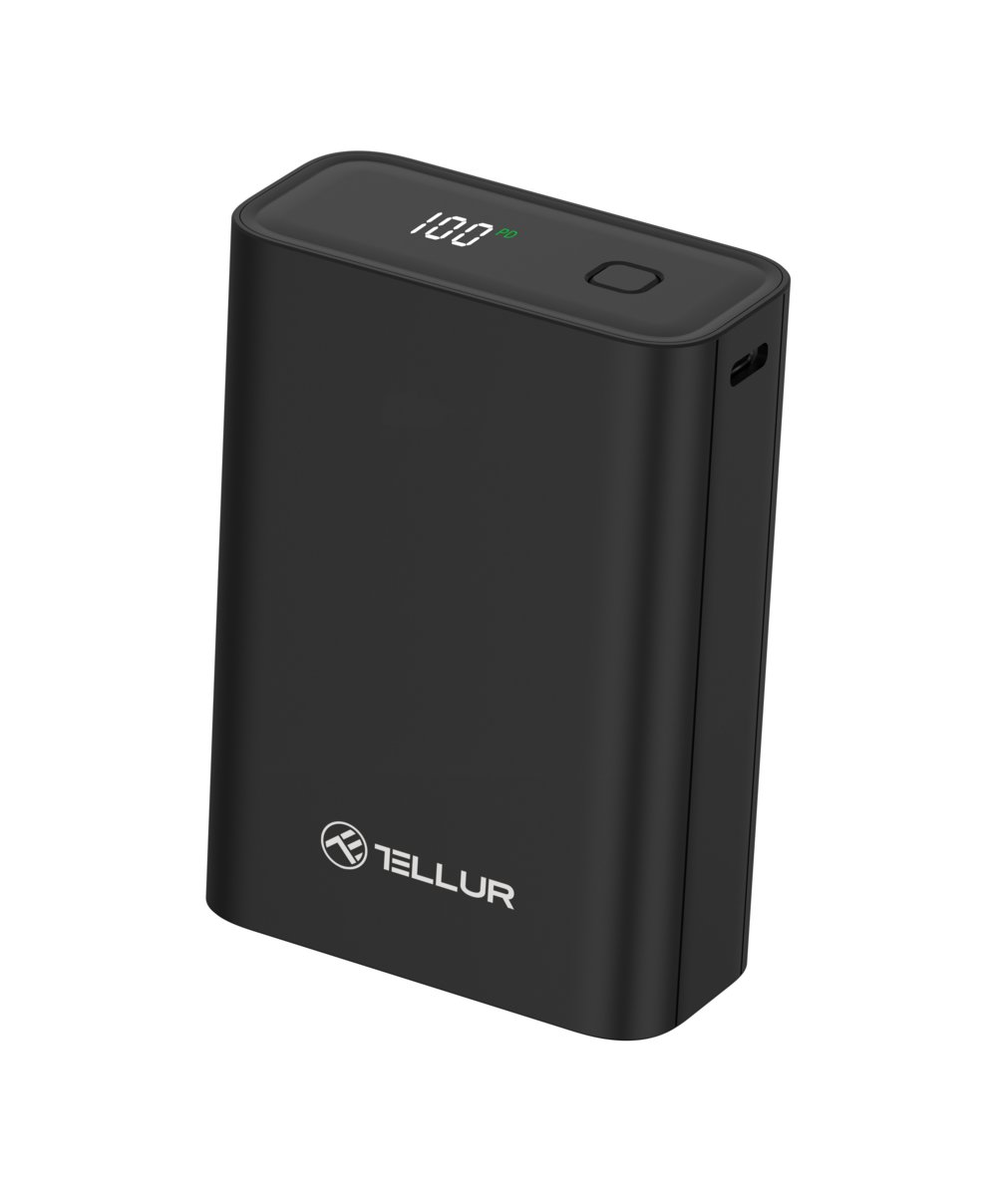 Tellur PD702 Compact Pro 20000mAh power bank QC3.0 22.5W + PD20W, LCD display, black