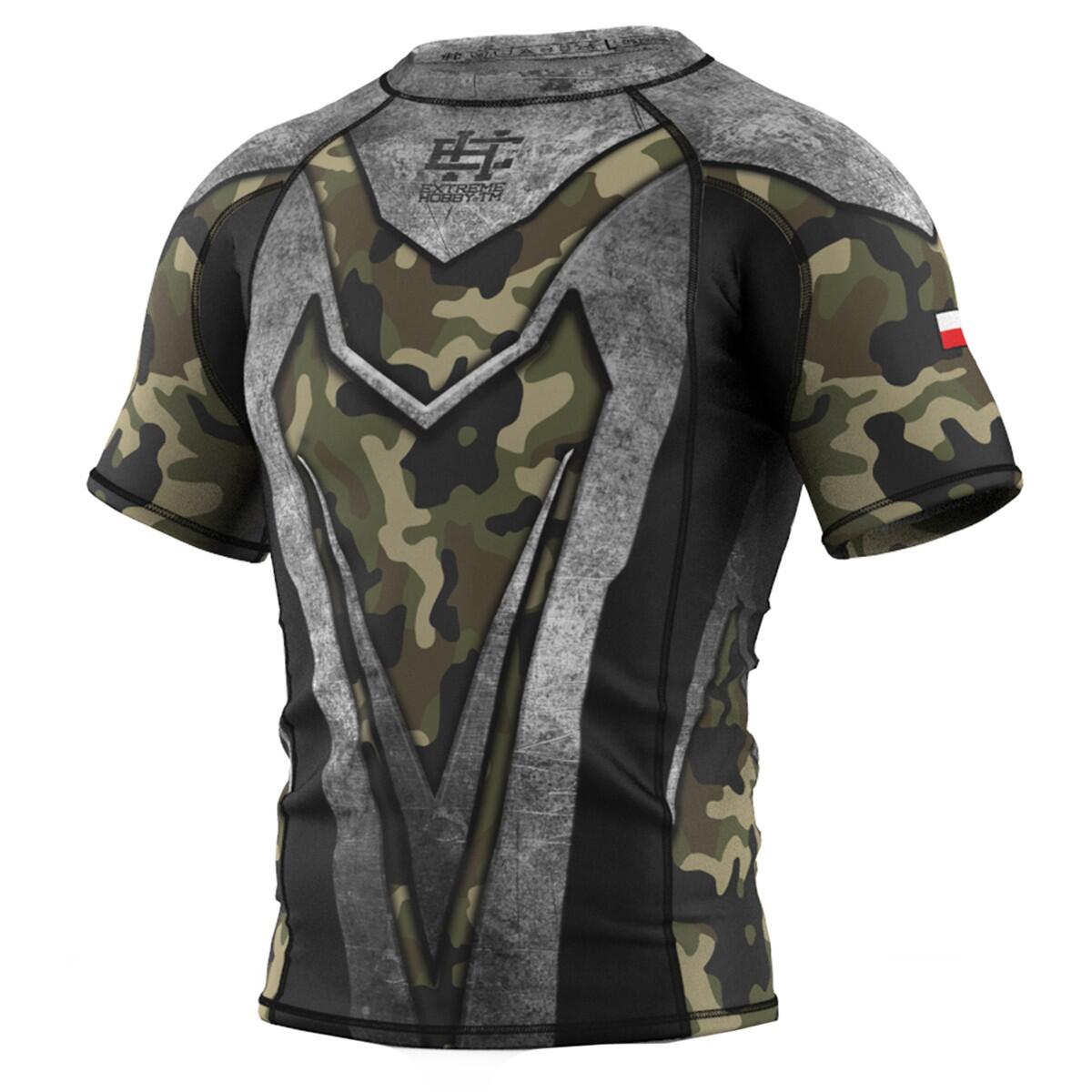 Rashguard męski z krótkim rekawem na siłownię Extreme Hobby MILITARY