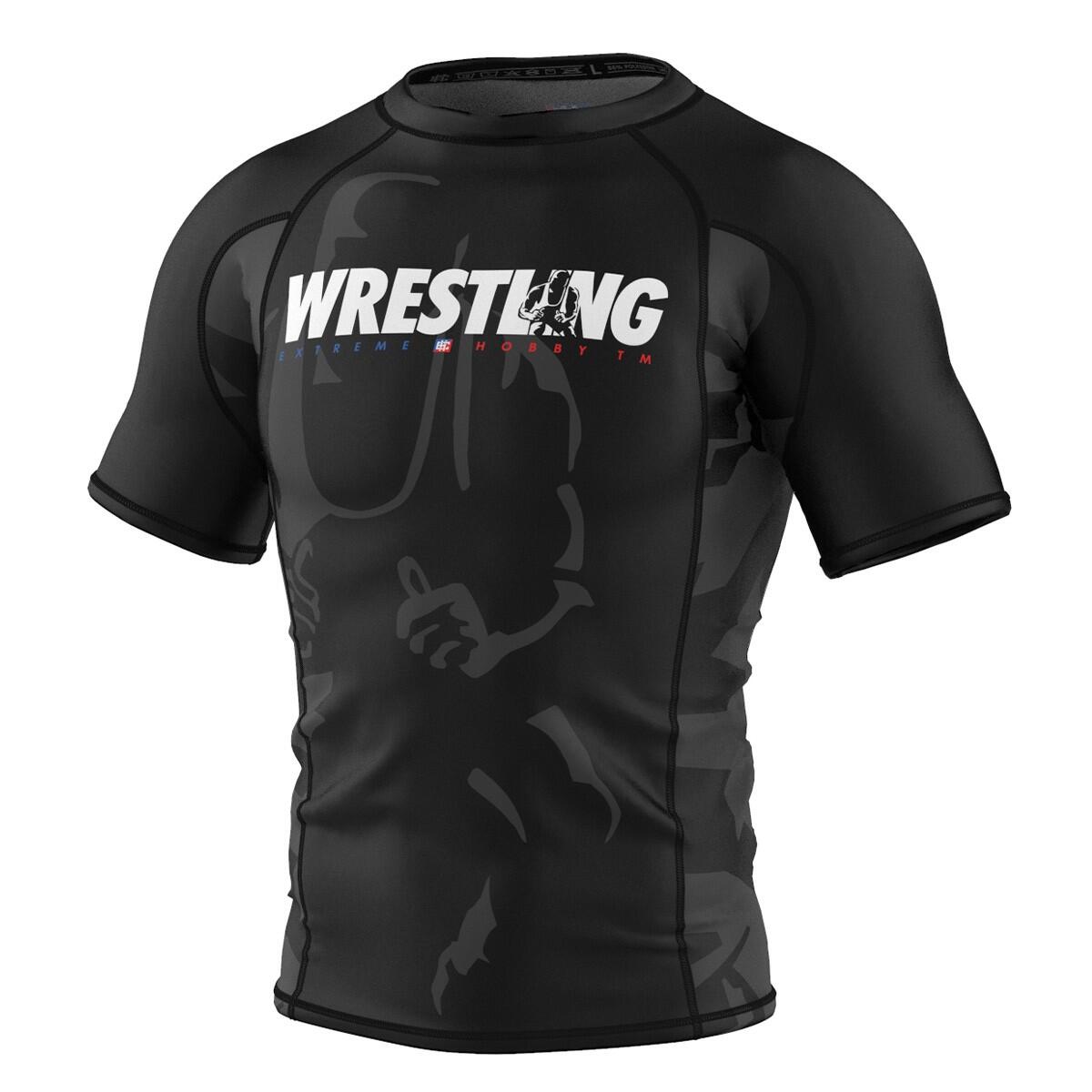 Rashguard męski z krótkim rekawem na siłownię Extreme Hobby BOLD WRESTLING