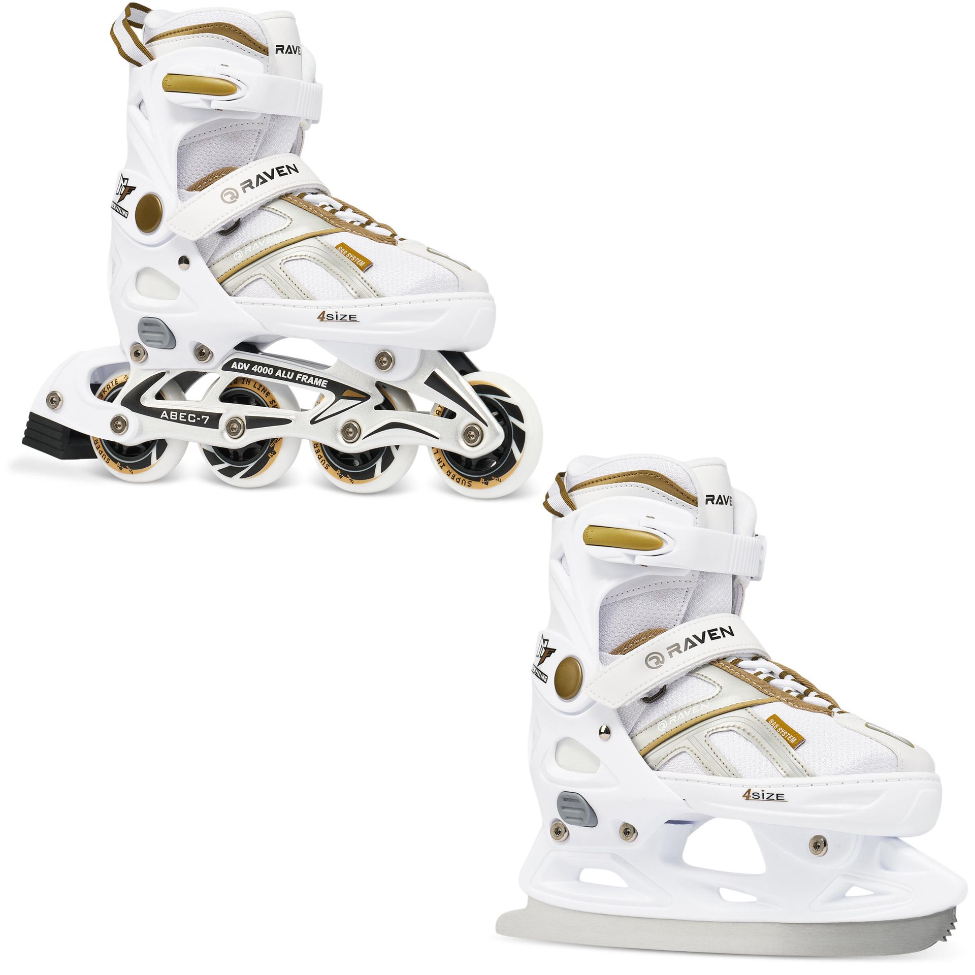 Rolki Łyżwy 2w1 RAVEN Pulse White/Gold 37-40