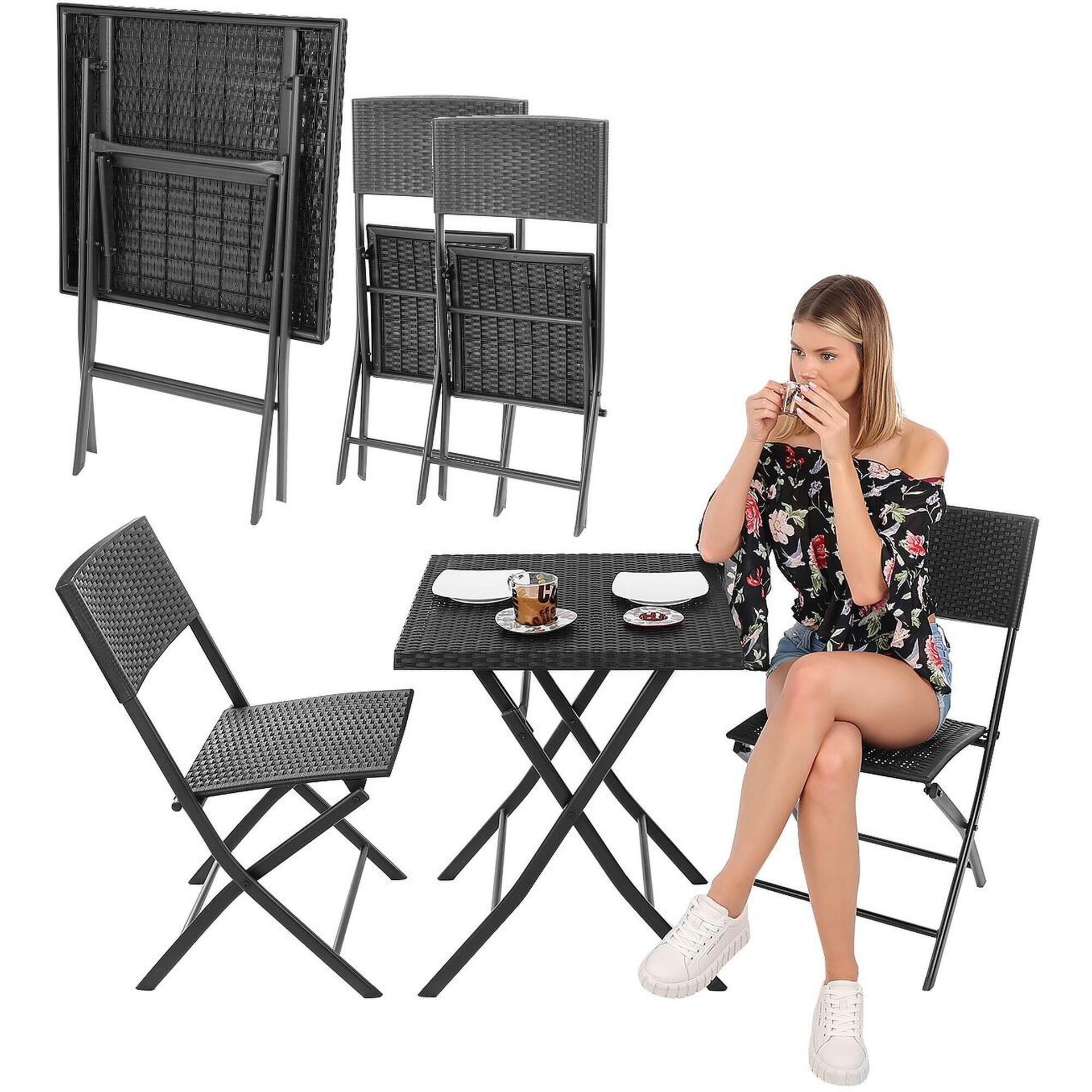 Saska Garden Zestaw mebli balkonowych stolik i 2 krzesła czarny 1032740