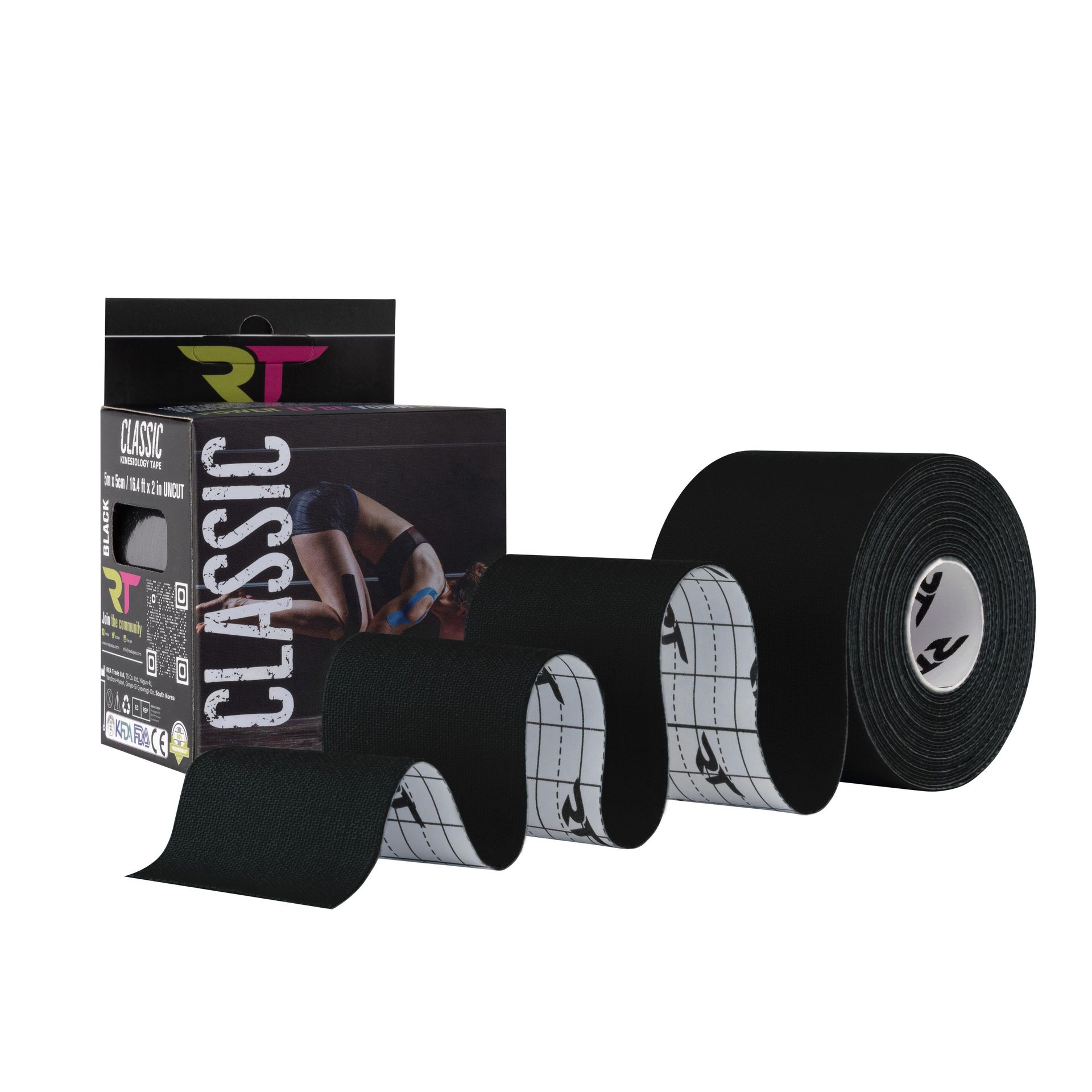 REA Tape Classic taśma kinesiology (czarna)