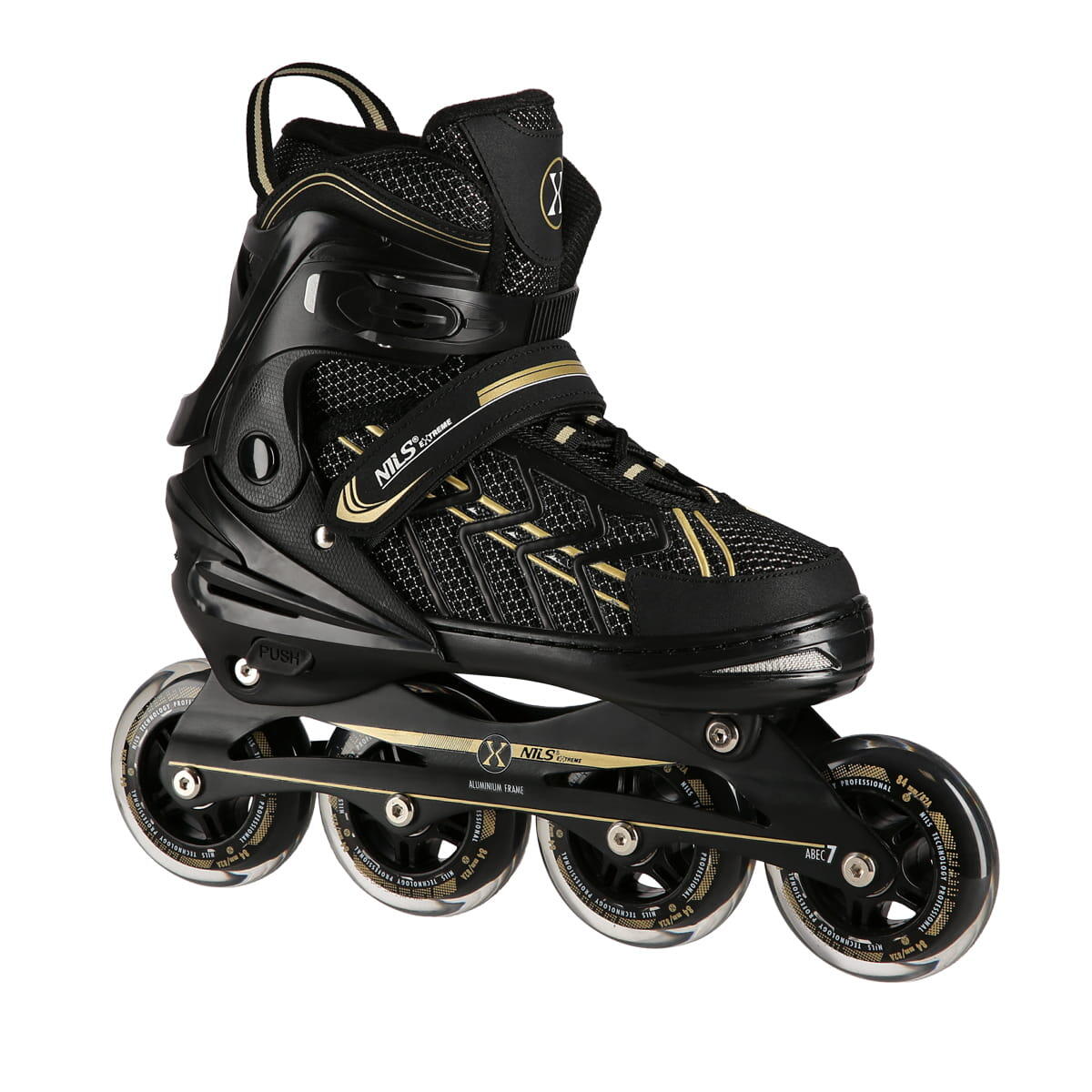 Na1128 Czarno-Złote Rozm. Xl(43-45)  Łyżworolki Nils Extreme
