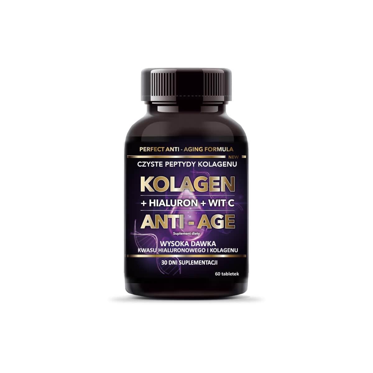 Intenson, Kolagen tabletki + hialuron + wit C ANTI-AGE, 60 tab.