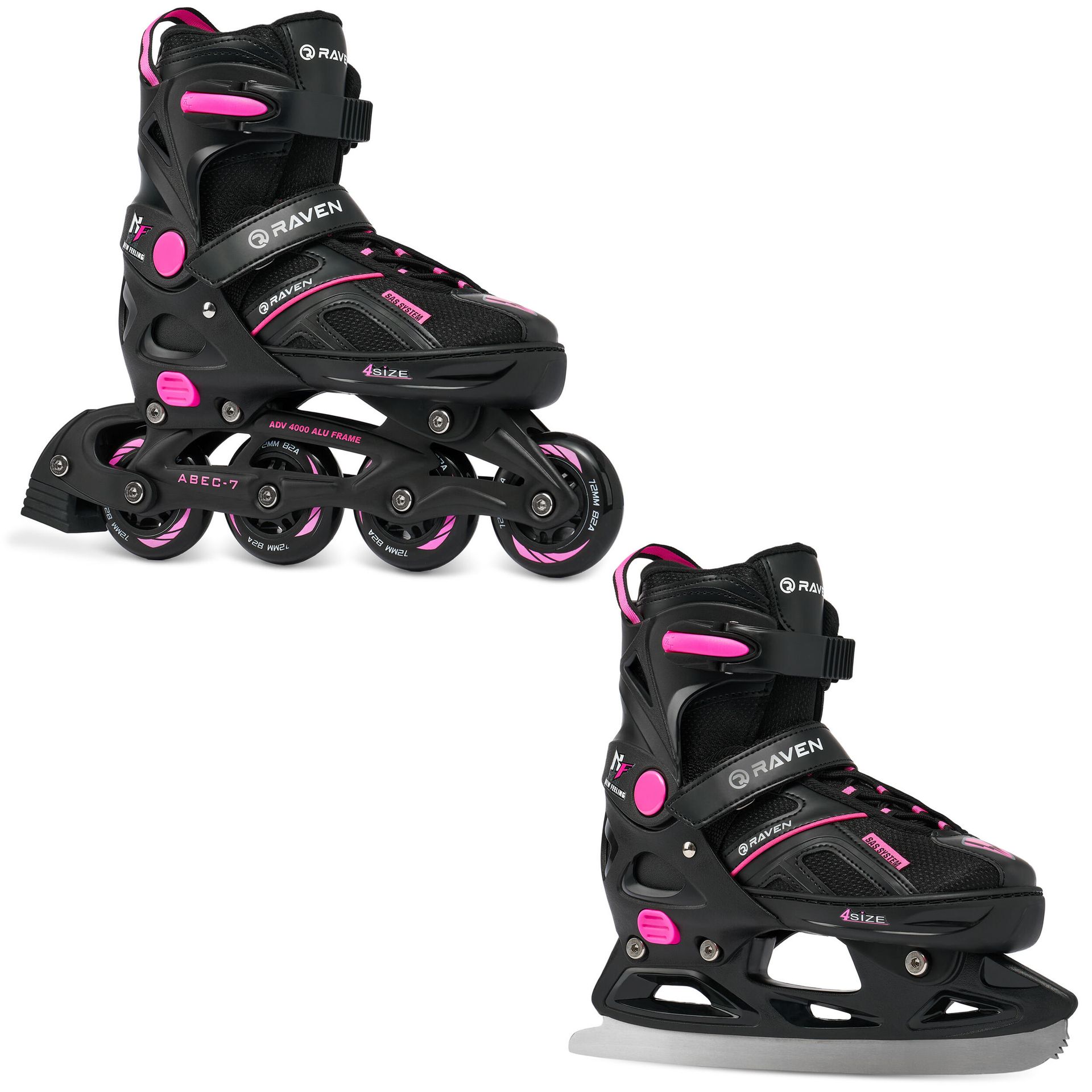 Rolki Łyżwy 2w1 RAVEN Pulse Black/Fuchsia 37-40