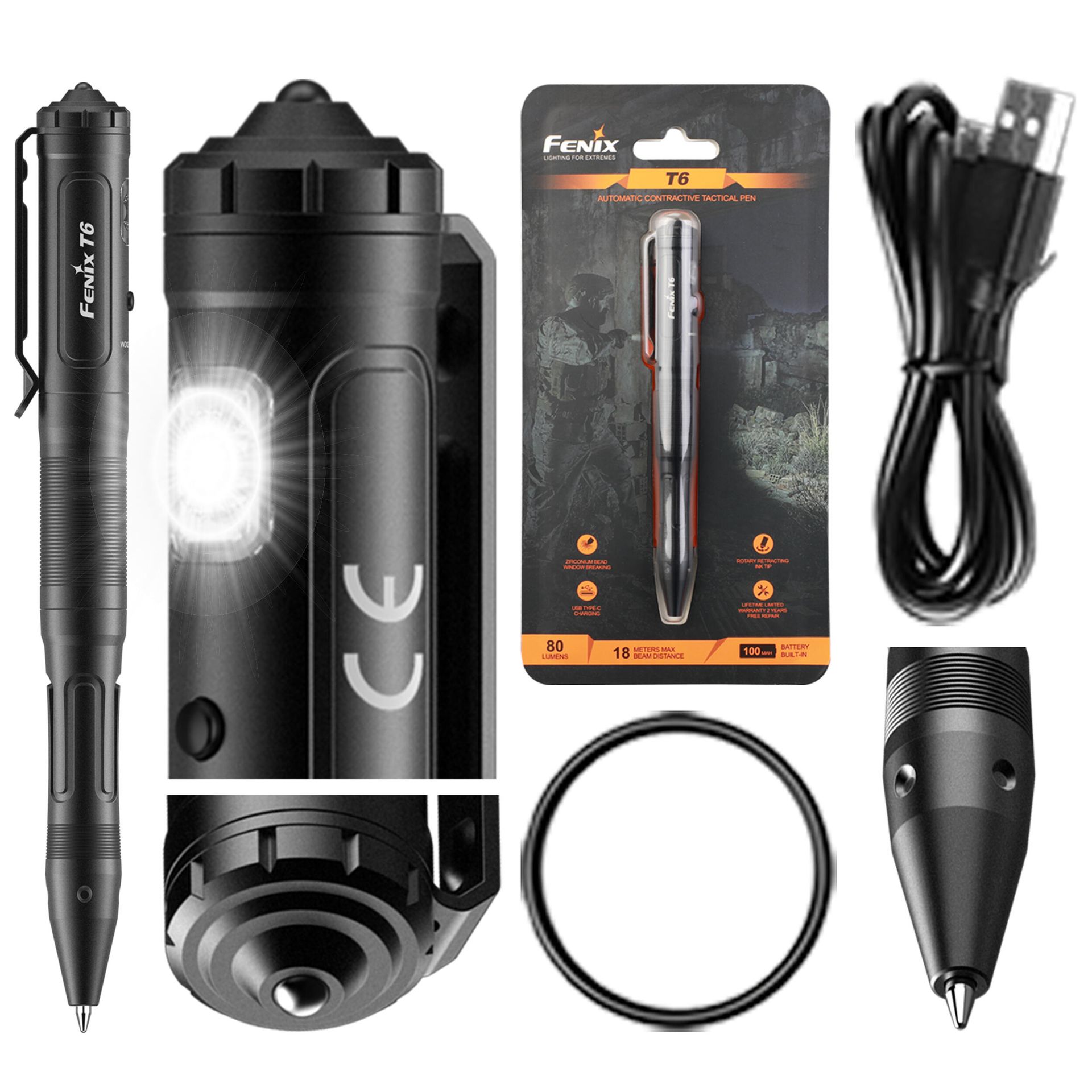 Fenix - Długopis taktyczny EDC - Czarny - T6 black