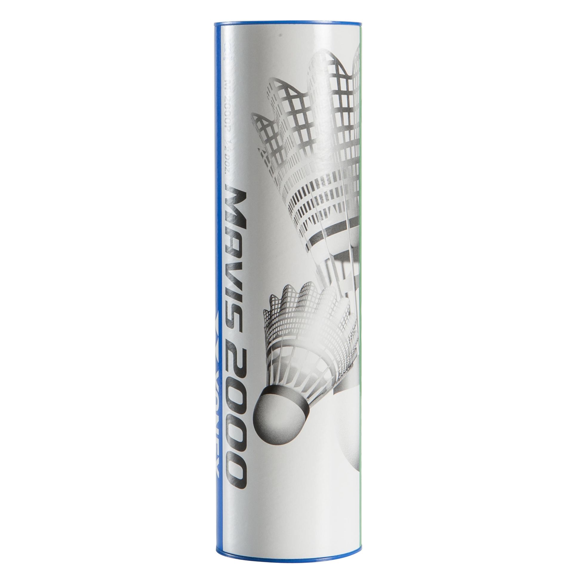 Lotki do badmintona Yonex  Mavis 2000 White (6 Pack)  niebieski pasek (do 11-21°C)