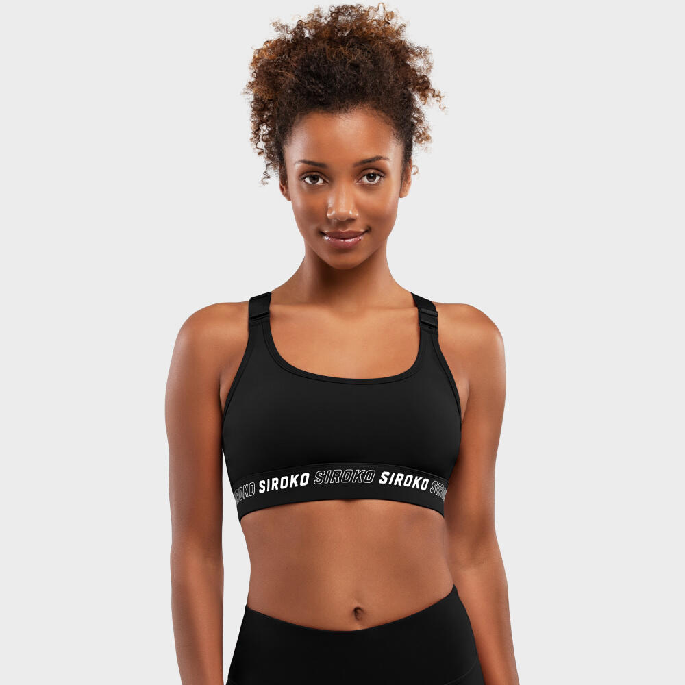 Stanik wysokie wsparcie Fitness SIROKO Cardio Black Czarny Kobieta