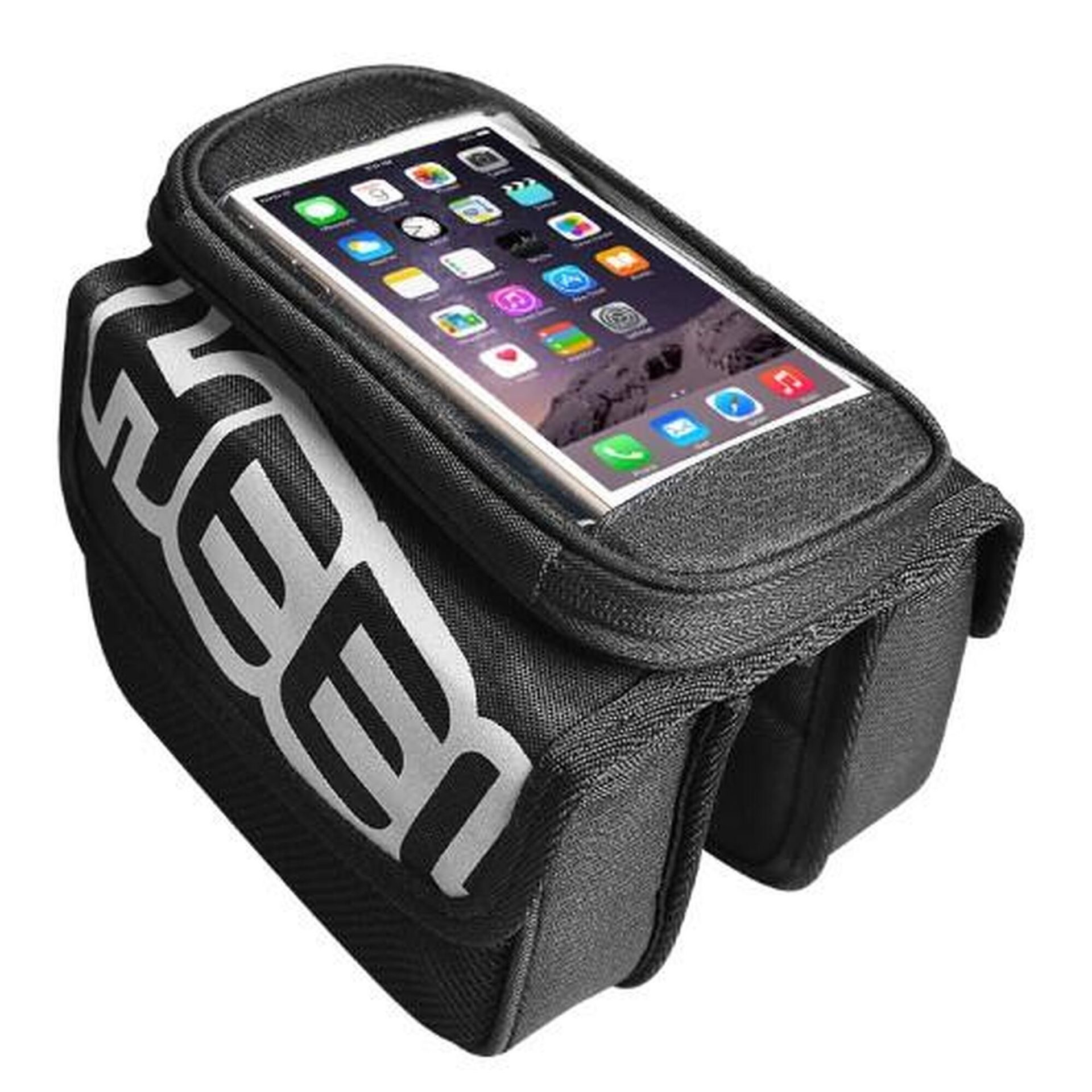 Roswheel Sakwa na ramę przednia ROSWHEELpodwójna z etui na smartfon, czarna