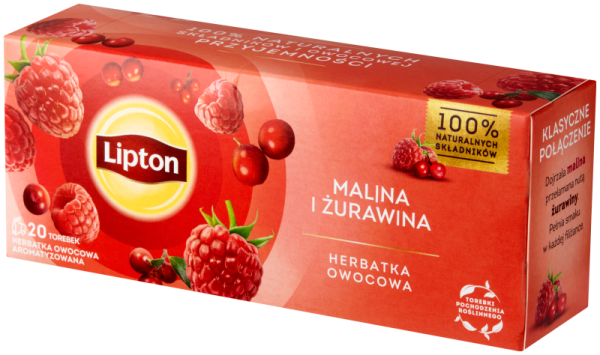 Lipton Herbata owocowa o smaku maliny i żurawiny 20 torebek