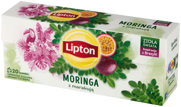 Lipton Herbatka ziołowa aromatyzowana moringa z marakują 18g 20 torebek