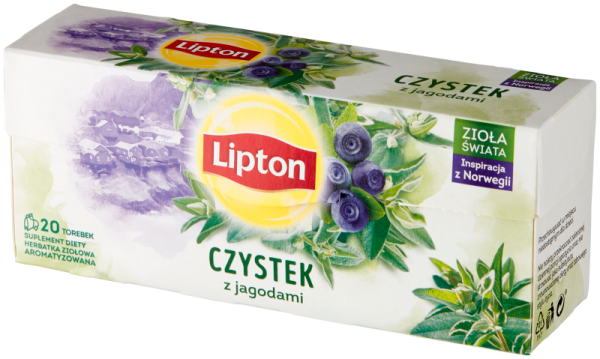 Lipton Suplement diety herbatka ziołowa aromatyzowana czystek z jagodami 20g 20 torebek