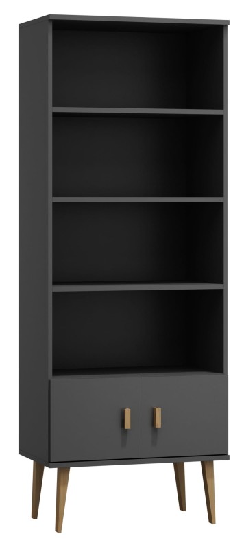 Regał drewniany Venuci drzwiczki 79 cm szary